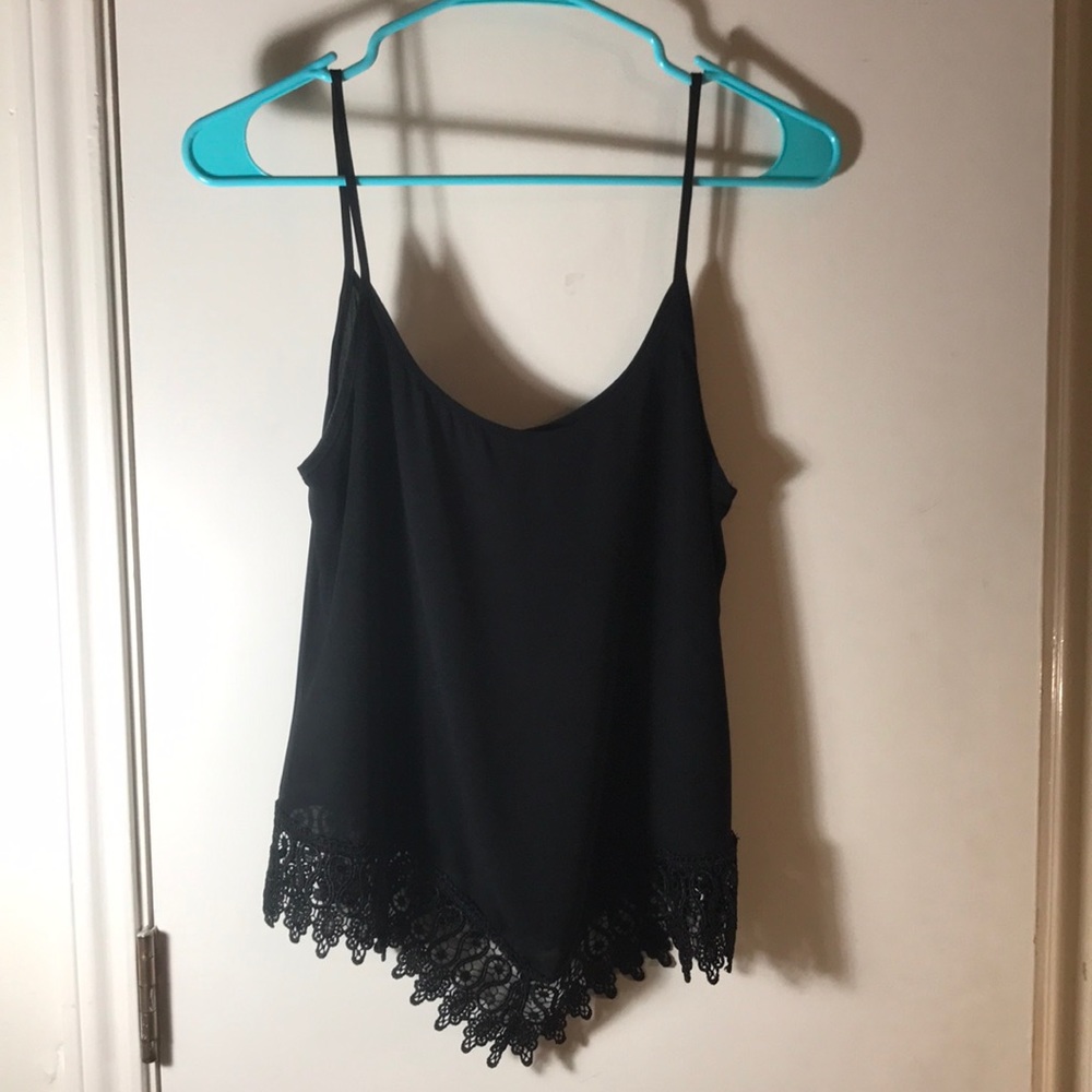 black blouse with lacey trim